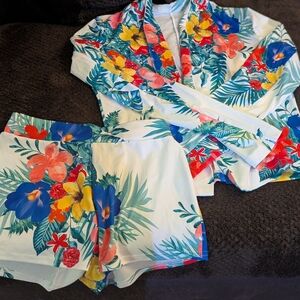 Floral Tropical Blazer and Shorts Set